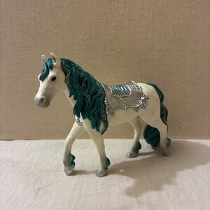 Schleich Bayala Fantasy Horse Figurine White Teal Silver Glitter 2015 70511